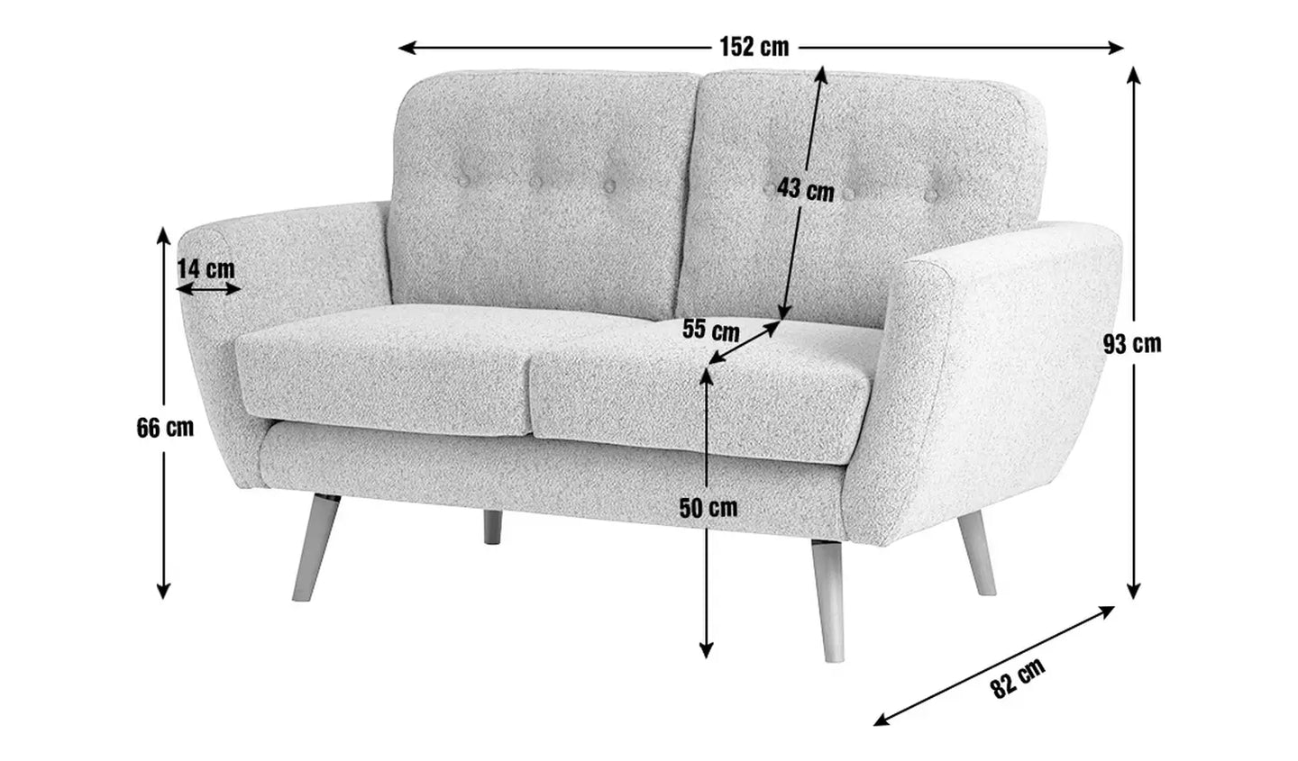 Assembled Habitat Finney Fabric 2 Seater Sofa - Grey